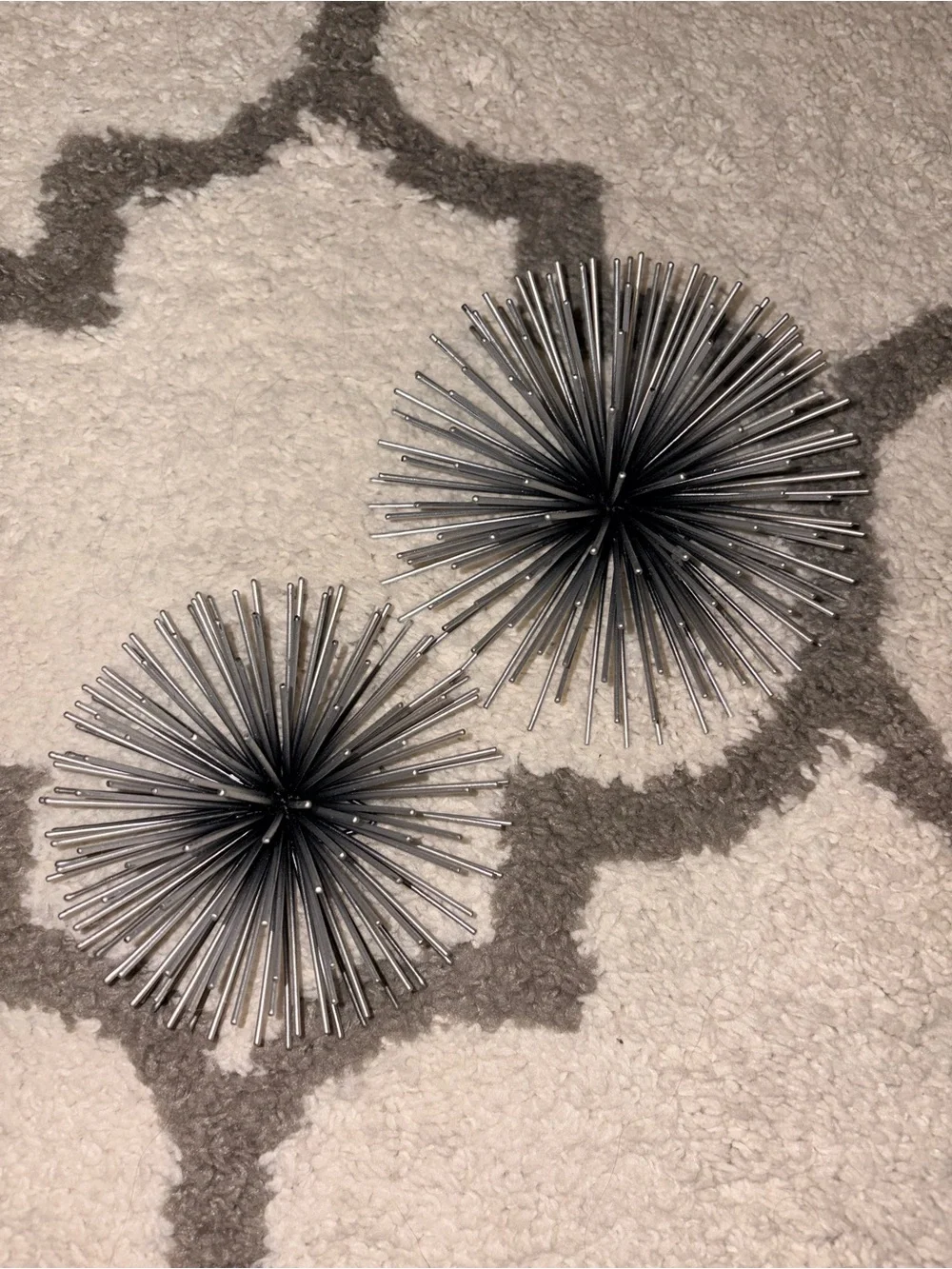 Decorative Silver Metal Accent Spheres - Set of 2
